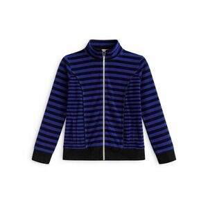 Onque casual women's Y2K velour striped blue black track jacket Large